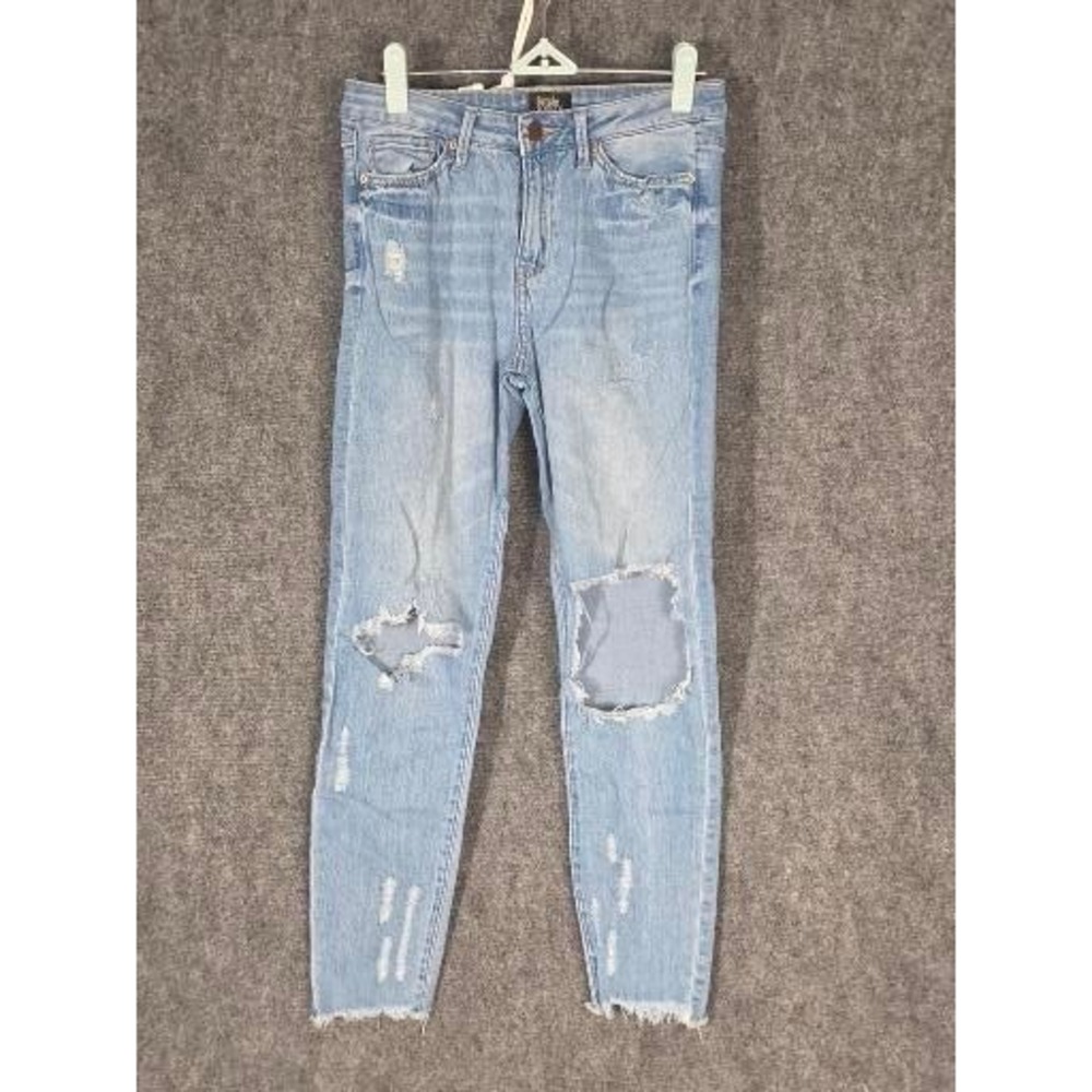 Simple Society Womens Distressed Skinny Jeans Light Wash Raw Hem‎ Sz 5/27 Casual